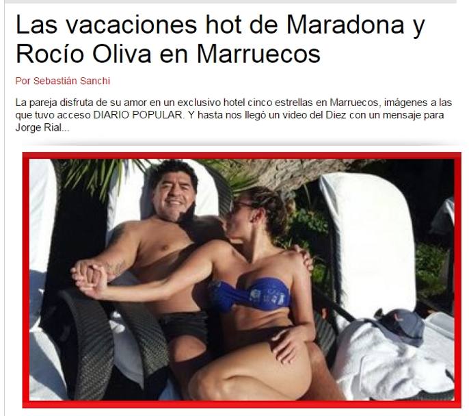 Maradona e la sua compagna Rocio Oliva sono in vacanza in Marocco in un hotel a 5 stelle. Ecco le foto pubblicate dal giornale argentino Diario Popular